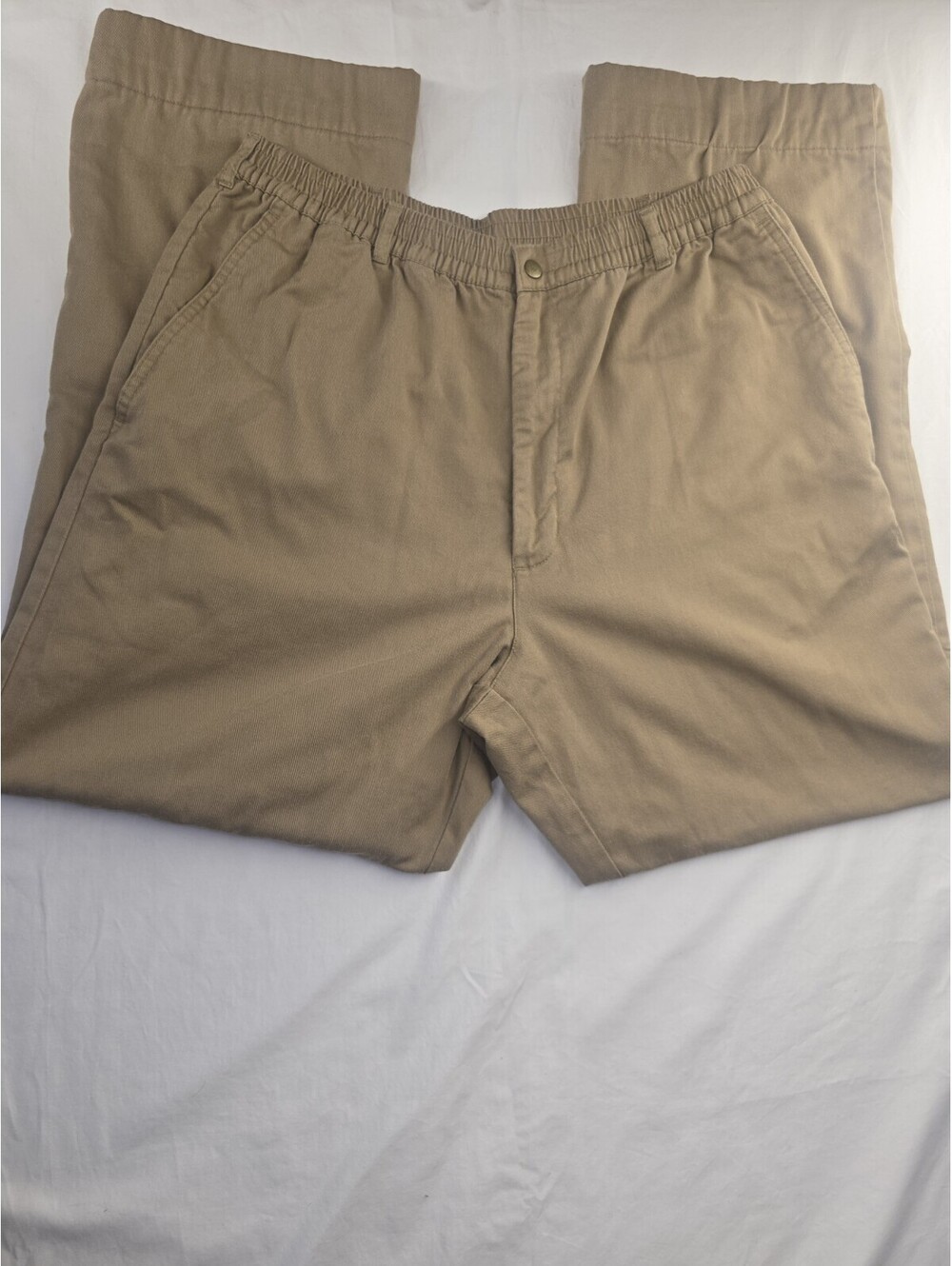 Haband Ice House Flannel Lined Slacks Men's 38xL Khaki Elastic Waist Pants